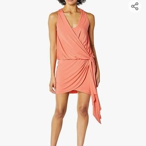 Bailey 44 Anthropologie coral Halter Surplice front mini dress sleeveless Small